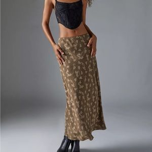UO || Urban Renewal Remnants Textured Floral Jacquard Column Maxi Skirt